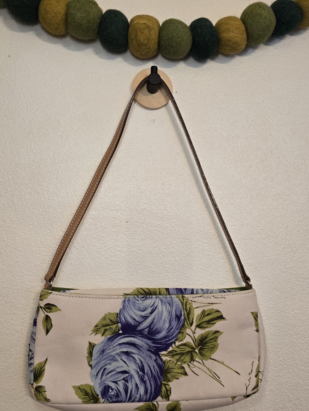 Vintage Kate Spade Sam Blue Cabbage Rose Bag Shoulder Purse *Extremely Rare*